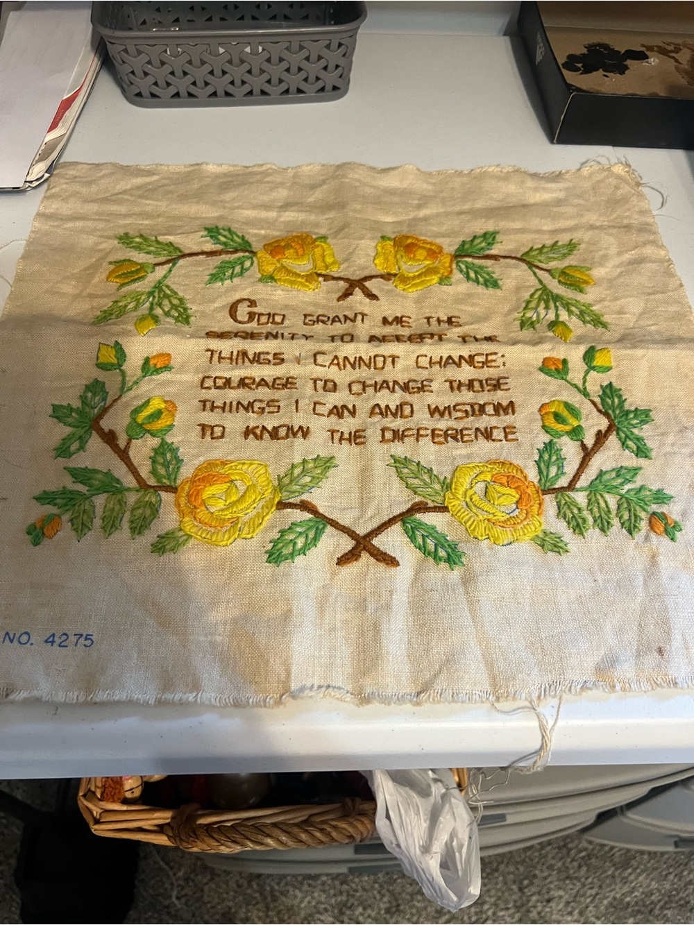 Embroidered Yellow Rose Prayer Wall Hanging - Brand Unknown - Picture 2 of 7